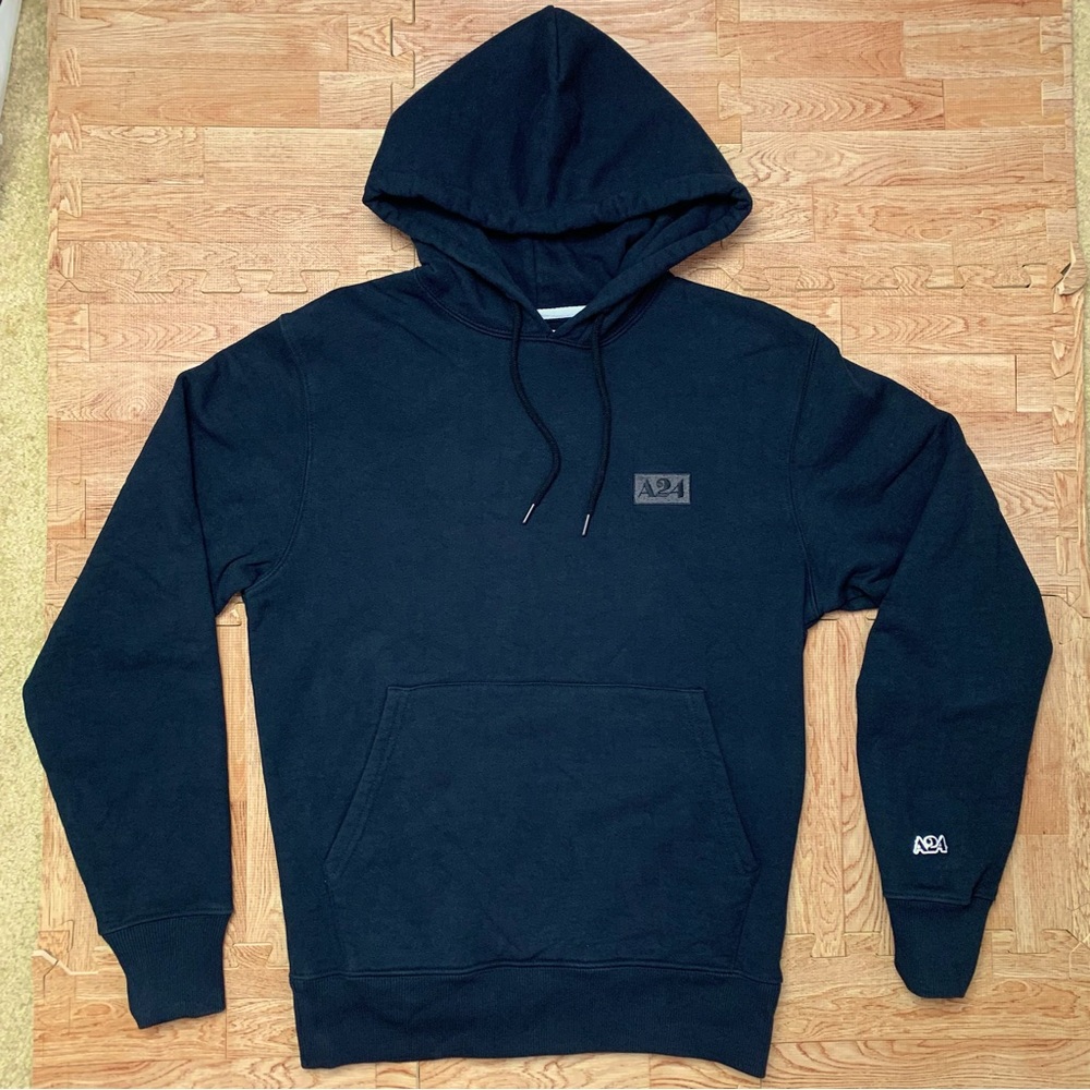 A24 Films Black Patch Hoodie Men’s Small Embroidered Logo A-Twenty-Four